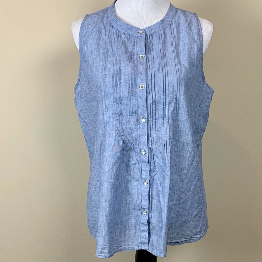 DKNY Jeans | Cotton Sleeveless Top, Blue, Sz L